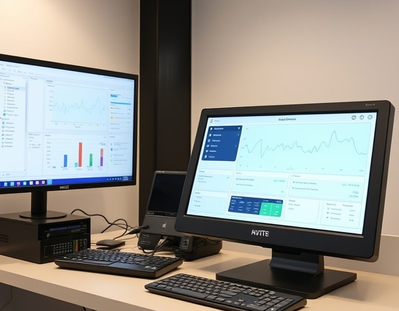 Equipo de desarrollo trabajando en el software del terminal